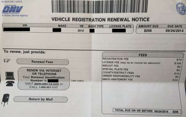 dmv vehicle registration renewal