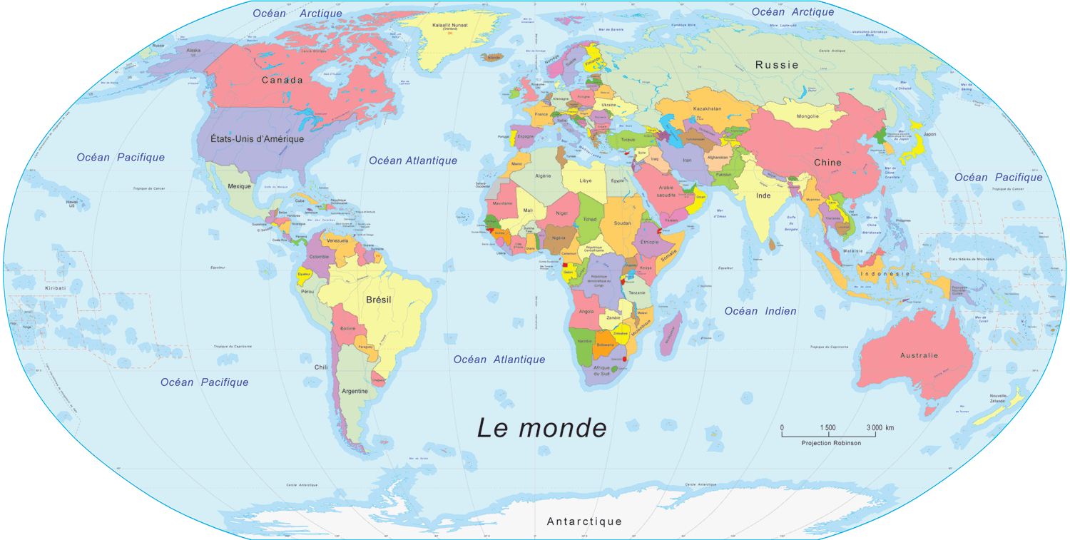 la carte mondiale avec ses pays